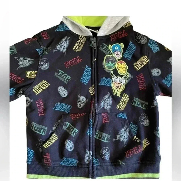 Marvel zip up jacket & hood. Thor captain America Hulk Ironman SZ 5 - Picture 4 of 10